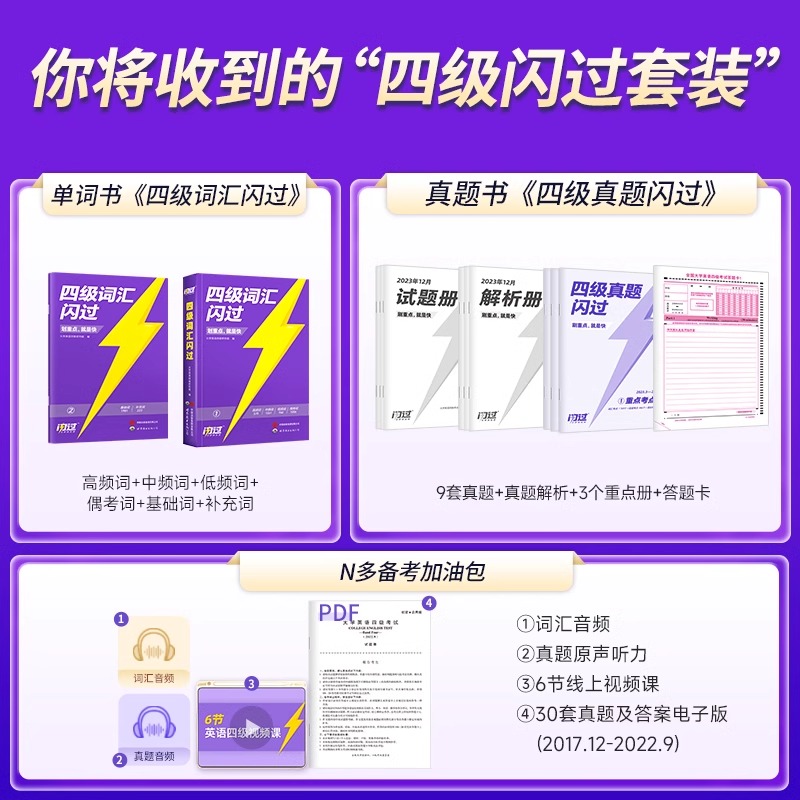 备考2024年6月大学英语四级词汇闪过46级考试单词书巨微cet4复习资料专项训练刷题历年套卷真题逐句精解四六乱序版高频核心默写本 - 图2