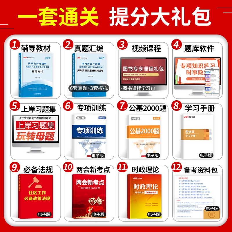 中公2024年陕西省社区工作者专职工作人员考试教材书真题库城镇23西安市社工一本通笔试公开招聘资料公共基础知识网格员初级指南书 - 图2