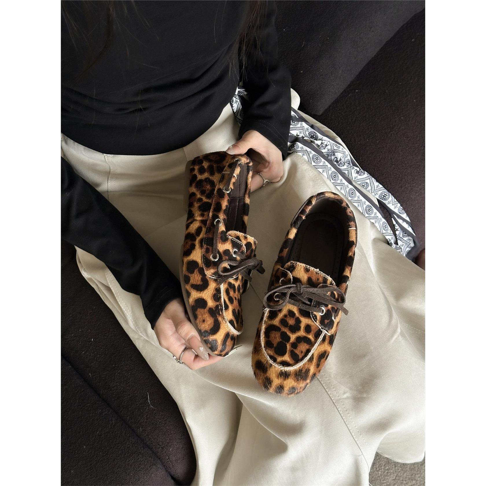 KA MI YA 2026年新款法式复古豹纹乐福鞋女平底一脚蹬懒人豆豆鞋,淘宝优惠券,粉丝福利购,淘宝优惠卷