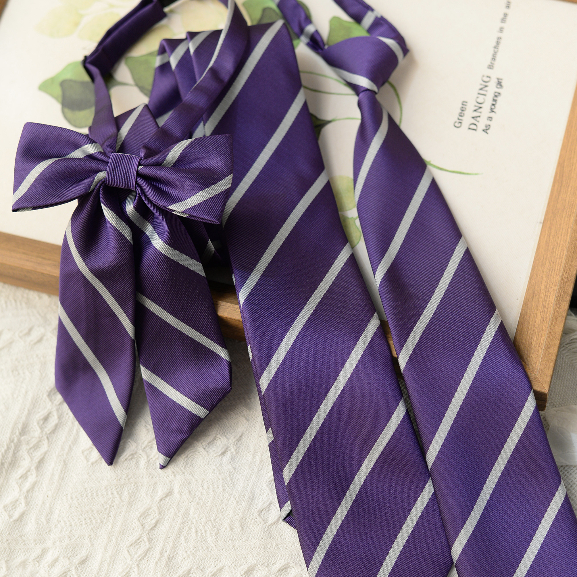 紫雾灰纹领带手打长款休闲条纹紫色免打短款帅气酷领花jk衬衫学院,淘宝优惠券,粉丝福利购,淘宝优惠卷