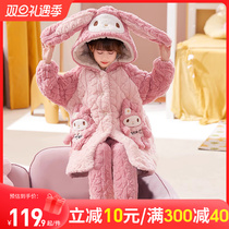 Girls pyjamas winter 2023 new thickened Coral Fleece Triple laminated cotton autumn Childrens girl Home Home Clothing