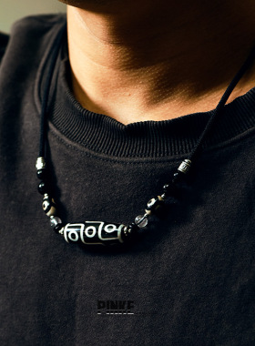 【天尊】西藏九眼天珠吊坠气质锁骨链男项链女可调节气质玛瑙项坠