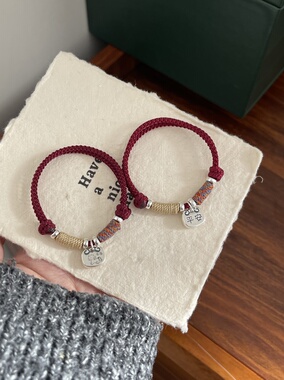 「马上平安」原创足银999平安锁手链小众设计感精致情侣本命年