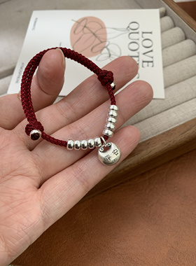 小众礼物实心银坨999纯银平安小胖福本命年手链手镯手绳足银