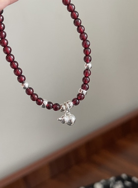 天然石榴石手链女纯银实心葫芦2026年新款小众轻奢高级感精致手串