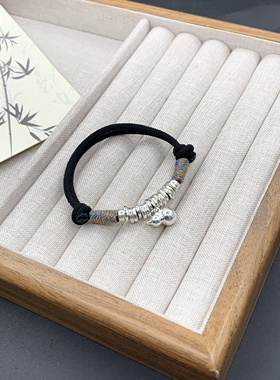 新中式S999足银情侣古风实心葫芦盘缠幸运牌转运珠红绳本命年红绳