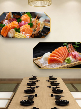 居酒屋海鲜刺身拼盘装饰画日式餐厅寿司三文鱼挂画日料店美食壁画