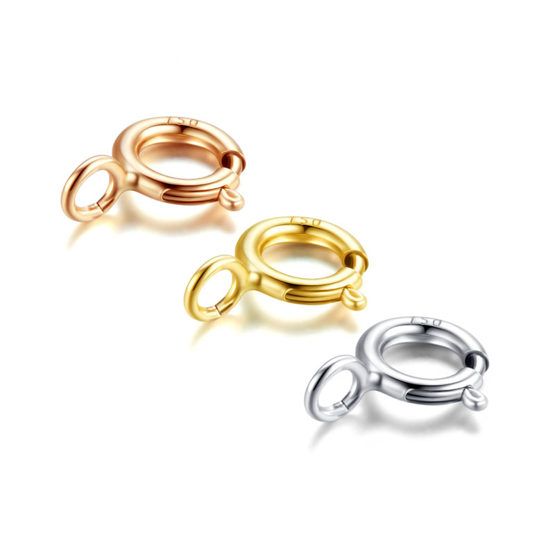 18K金项链扣手链扣DIY配件弹簧扣玫瑰金750黄金K白金接头连接扣头 - 图3