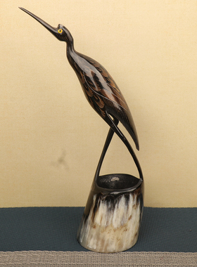 桌面摆件天然牛角手工