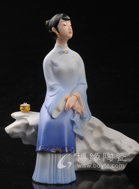忆江南明清古典德化陶瓷手彩仕女送闺蜜女同事领导家居茶会所摆件