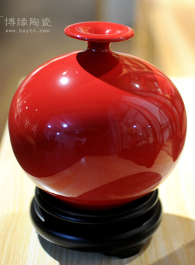 天地方圆中国红桌面书柜德化陶瓷