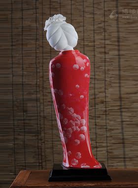 唐韵风美女结晶釉居家德化陶瓷