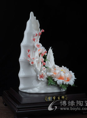 节节生辉节节高德化陶瓷花客厅家居办公室送领导升迁特色礼品摆件