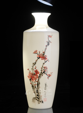 手绘名家风书房花瓶礼品德化白瓷