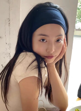黑色运动宽发带女春夏2026新款美式日常外戴头巾吸汗头带发箍头套