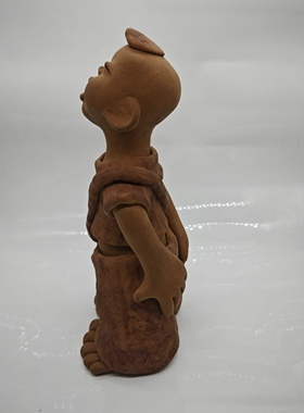 手工陶艺人物创意泥人陶土娃娃人物陶瓷娃陶人泥塑 大书包泥塑