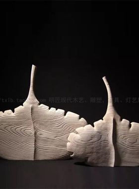 简约风雕塑创意后现代木雕艺术品