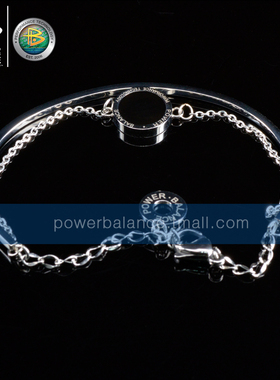 POWER·BALANCE霸能单坠双贴双色二合一钛钢手链亮银，带延长链