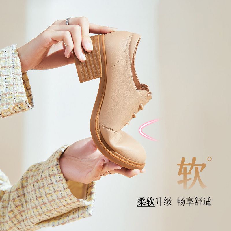 骆驼2021新款秋冬季英伦风小皮鞋 骆驼女鞋单鞋