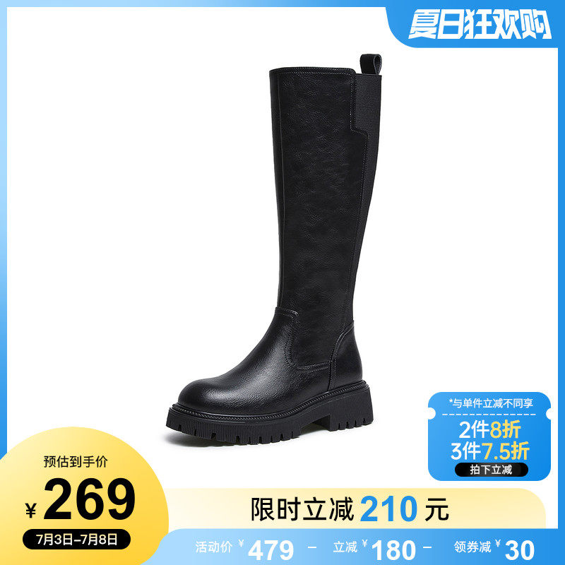 骆驼2022冬季新款复古侧拉链女鞋 骆驼女鞋时装靴