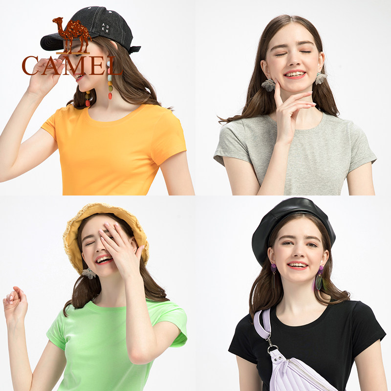 骆驼2020夏季新款纯棉圆领打底衫 骆驼女鞋T恤