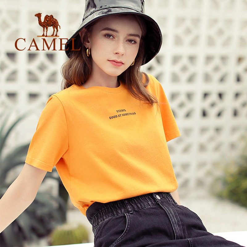 骆驼女装短袖t恤女2020纯棉打底衫 骆驼女鞋T恤