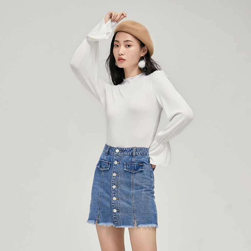 骆驼2020秋冬修身喇叭袖长袖打底衫 骆驼女鞋T恤