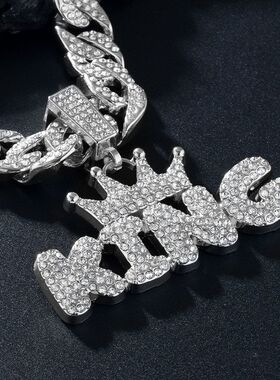 定制字母吊坠嘻哈镶钻DIY字母吊坠项链 优质电镀质量保证批发首饰