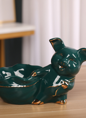创意陶瓷猴猪象欧式收纳动物小摆件工艺品家居客厅房间桌面装饰品