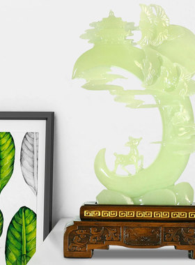 玉石新中式鹿摆件客厅新年礼物