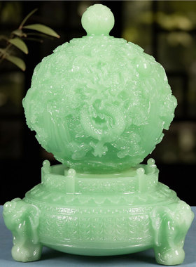 黄玉龙纹球体摆件可360°旋转