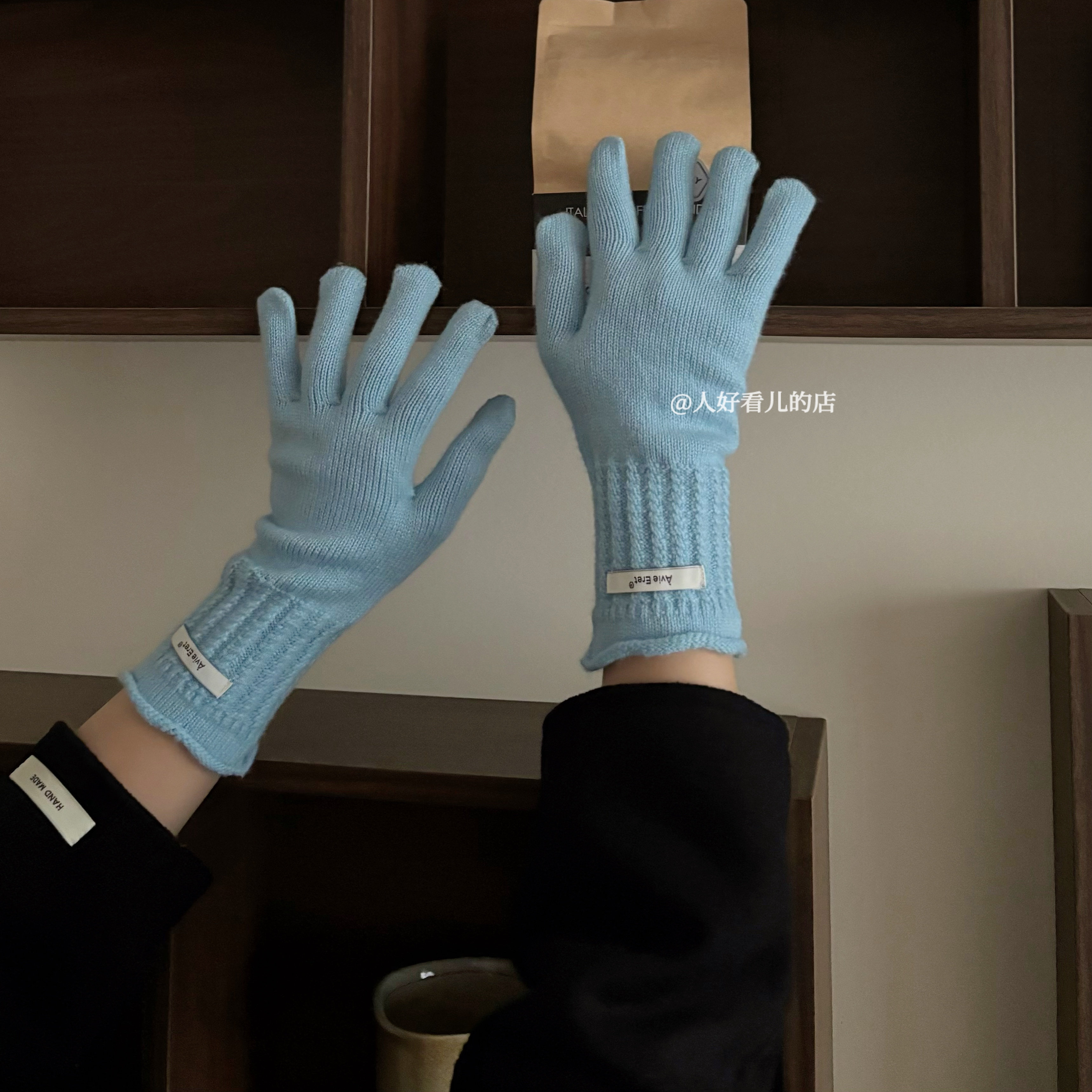 韩系ins针织手套女2025秋冬新款学生可触屏分指露指手套学生情侣