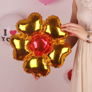 一世缘五瓣花铝膜气球花朵形气球装饰婚庆布置太阳花装饰布置品