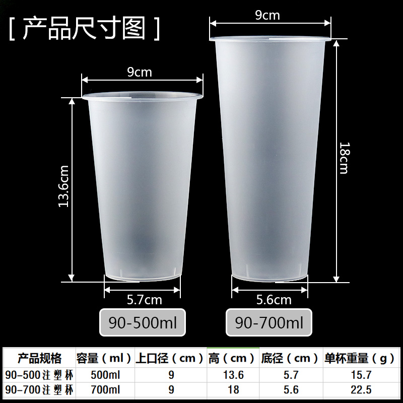 加厚网红磨砂注塑杯一次性塑料奶茶杯500/700ml防漏封口防烫耐热-图0