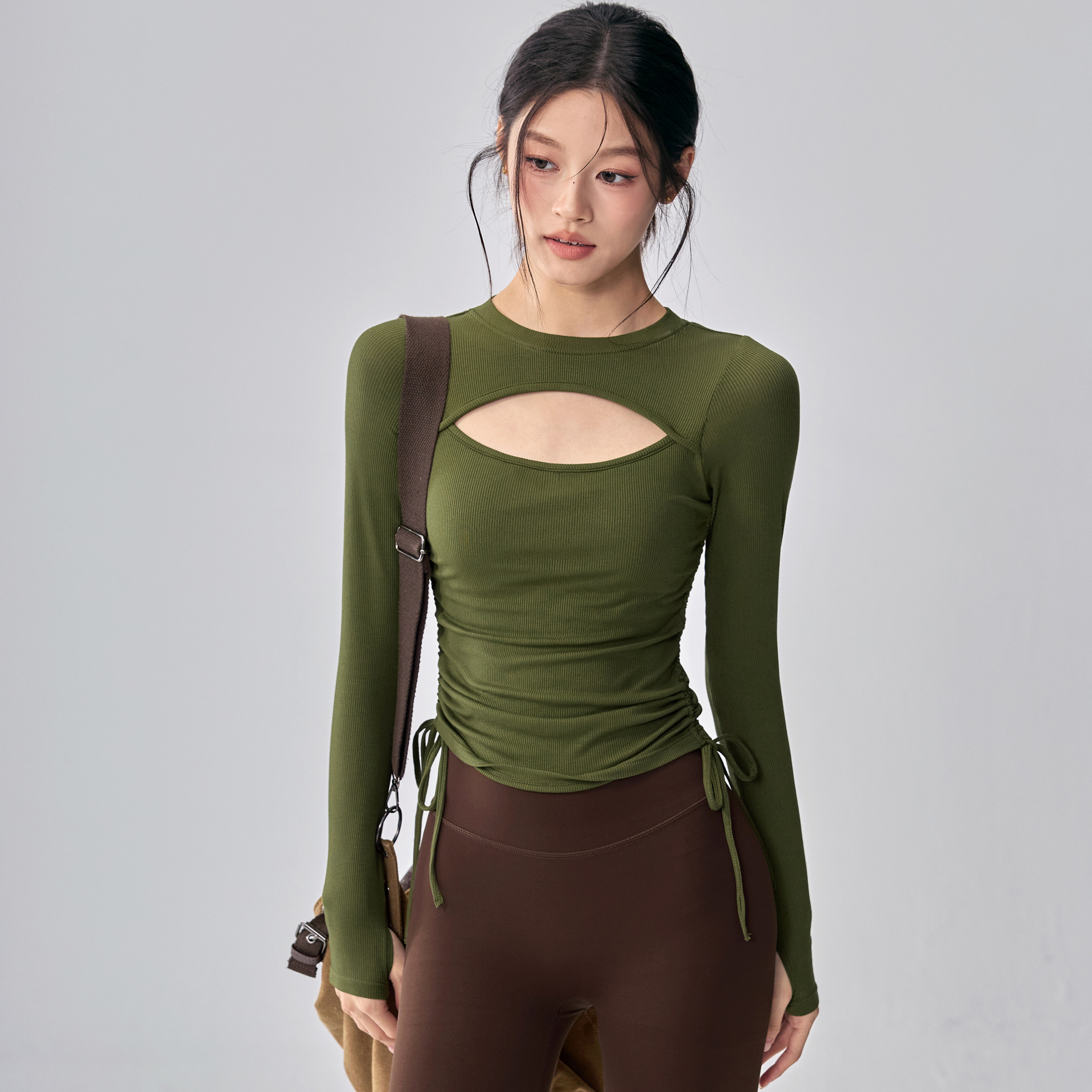 健身女孩带胸垫瑜伽服长袖紧身普拉提训练套装绝美运动上衣秋冬新,淘宝优惠券,粉丝福利购,淘宝优惠卷