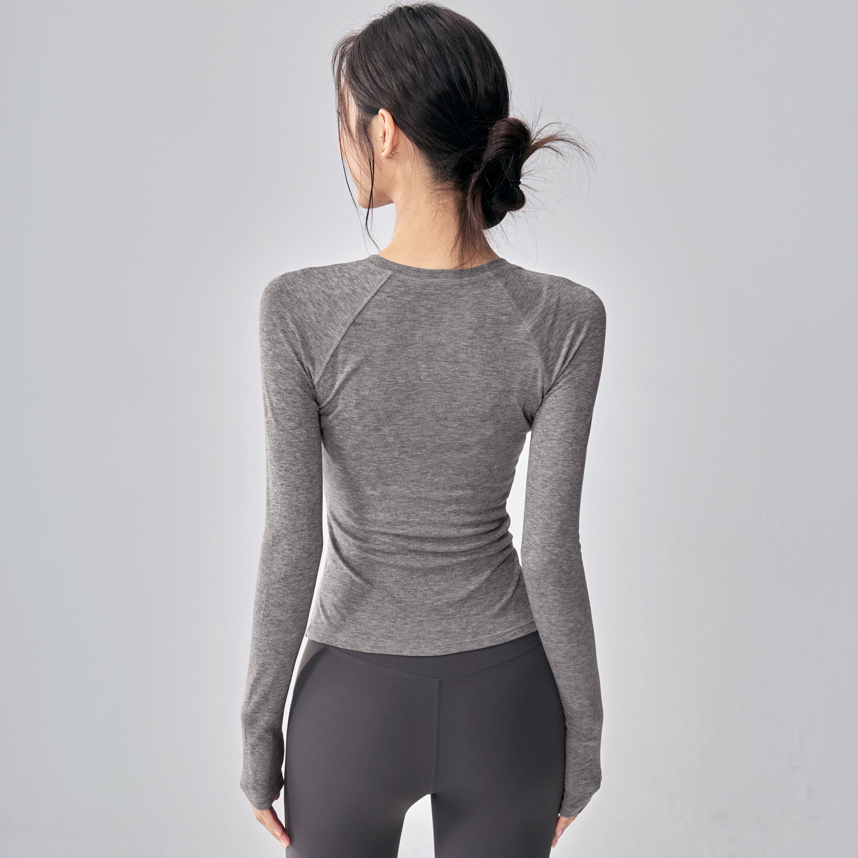 健身女孩天丝羊毛瑜伽服速干显瘦打底普拉提训练长袖运动上衣秋冬,淘宝优惠券,粉丝福利购,淘宝优惠卷