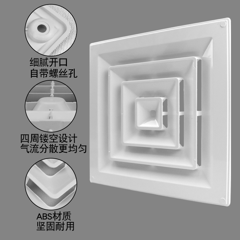 塑钢ABS散流器中央空调四面出风百叶通风防结露滴水方形扩散风口 - 图1