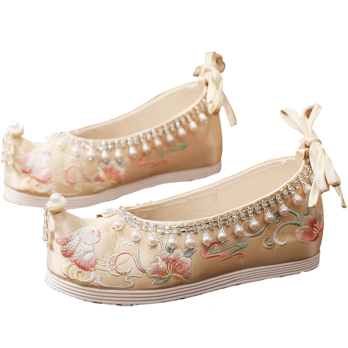 古风汉服鞋子女冬季增高中式秀禾婚鞋结婚国风绣花鞋古装布鞋成人,淘宝优惠券,粉丝福利购,淘宝优惠卷