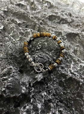 Sage Vintage古着Tiger eye and Silver Tusk手链复古手链 配饰
