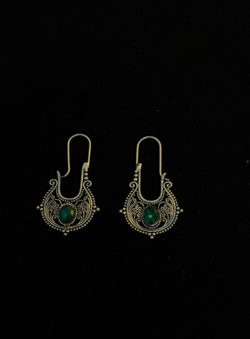 Sage Vintage古着Green Stone Earrings复古耳饰耳环