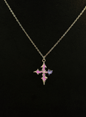 Sage Vintage古着The Purple Cross紫色十字架项链