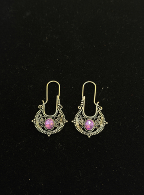 Sage Vintage古着Pink Zircon Earrings复古耳饰耳环