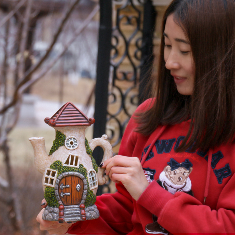 花园装饰庭院创意户外树脂工艺品摆件壶形太阳能灯农家园造景摆设 - 图2