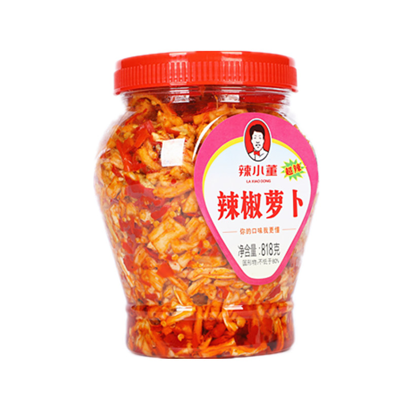 湖南特产辣小董辣椒萝卜超辣下饭菜瓶装咸菜818g农家自制脆萝卜条 - 图3