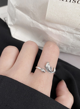 小众款风复古幸运锦鲤开口戒指