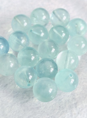 禧芙蓉XFORO海蓝宝冰川蓝碎星光闪闪海蓝宝12mm 圆珠散珠DIY配件
