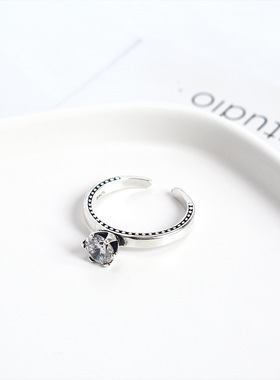 纯银复古指环克拉时尚饰品