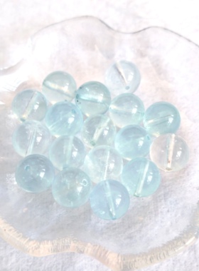 禧芙蓉XFORO冰川蓝碎星光闪闪海蓝宝12mm圆珠散珠DIY配件