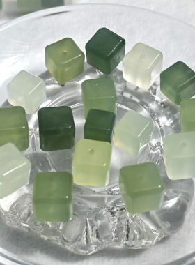禧芙蓉XFORO冰透岫玉方糖方块10-12mm手工DIY串珠配件