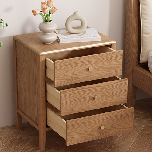 全实木北美FAS橡木床头柜简约床边柜北欧抽屉储物柜工厂直销 - 图3
